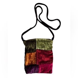Vintage Patchwork Velvet Crossbody Bag